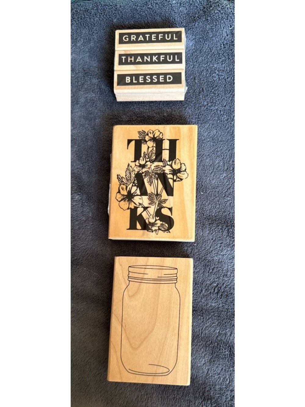 Grateful Thankful Blessed & Thanks Rubber Stamps Set For Crafting & Scrapbooking